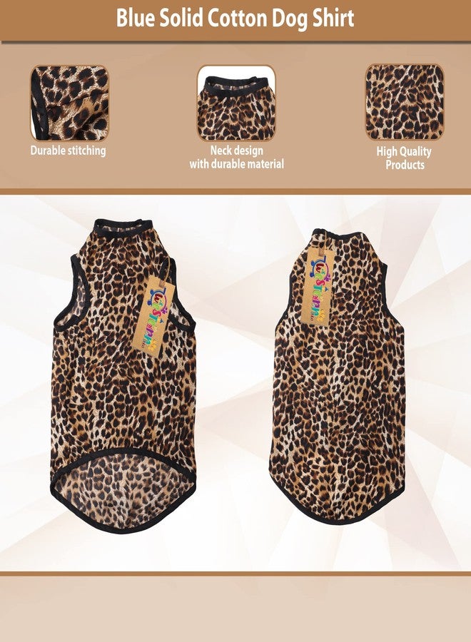 ويستيرن إرا تيشيرت قطني ناعم للكلاب بتصميم غربي أنيق | ملابس مريحة وجيدة التهوية للكلاب | طقم صدرية بدون أكمام للجراء | (طبعة جلد النمر) (مقاس كبير) (20 بوصة) - Image 3